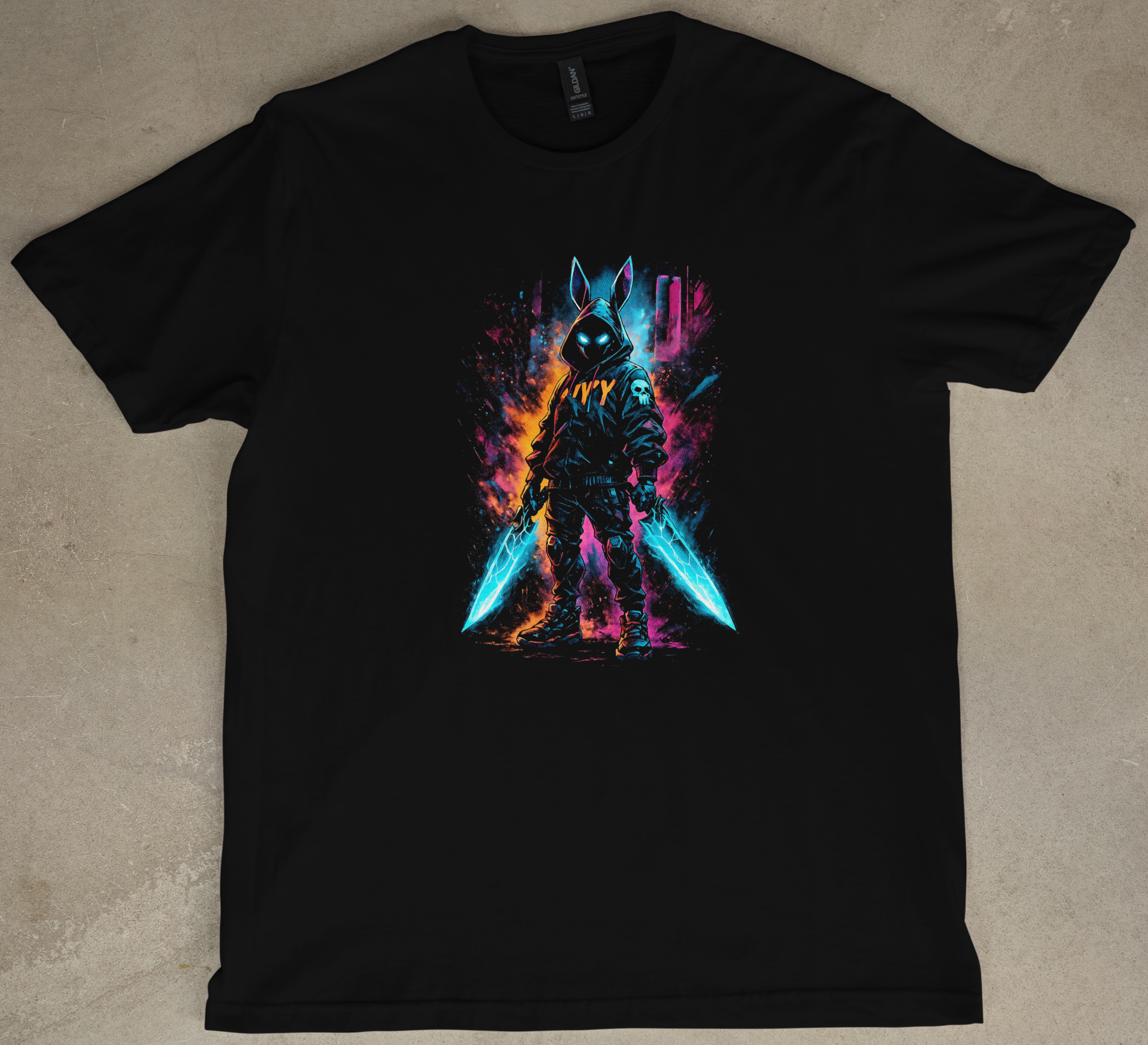 Double Sword Bunny Graphic Short Sleeve Tee