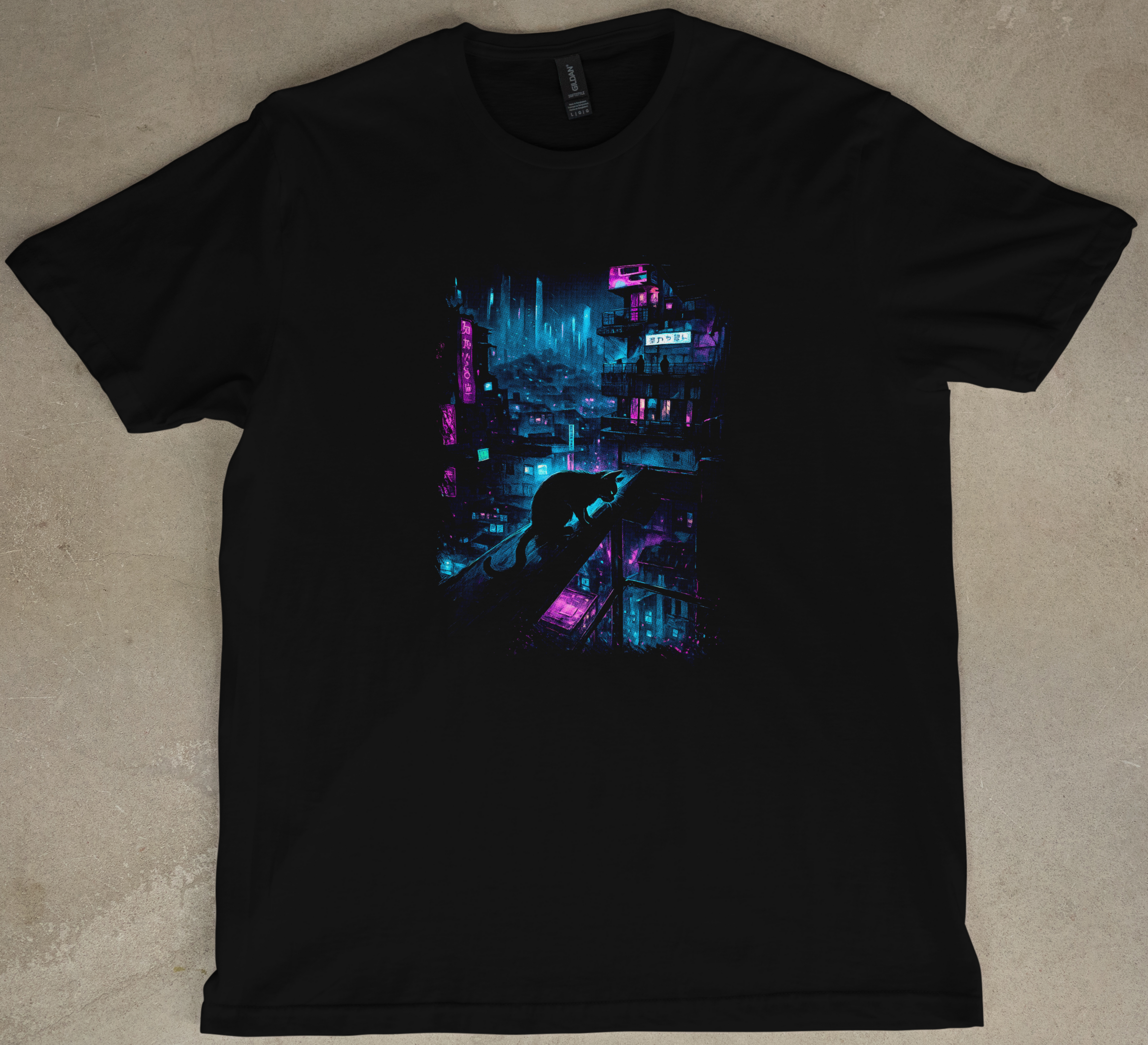 Midnight Cat Graphic Short Sleeve Tee