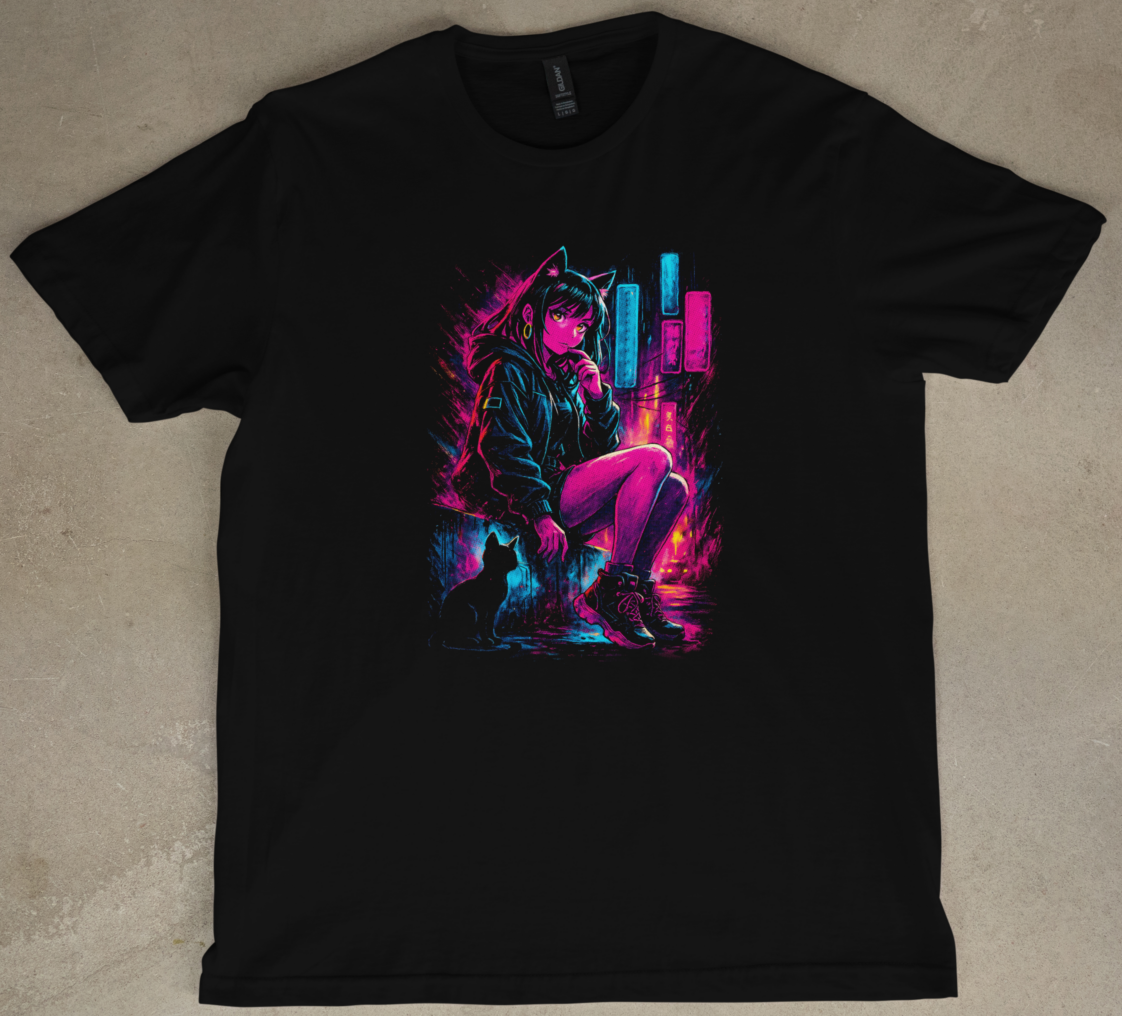 Cat Girl Graphic Short Sleeve Tee