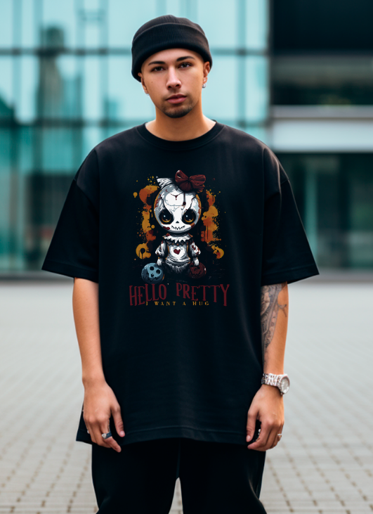 Hello Pretty Doll Graphic Short Sleeve Tee