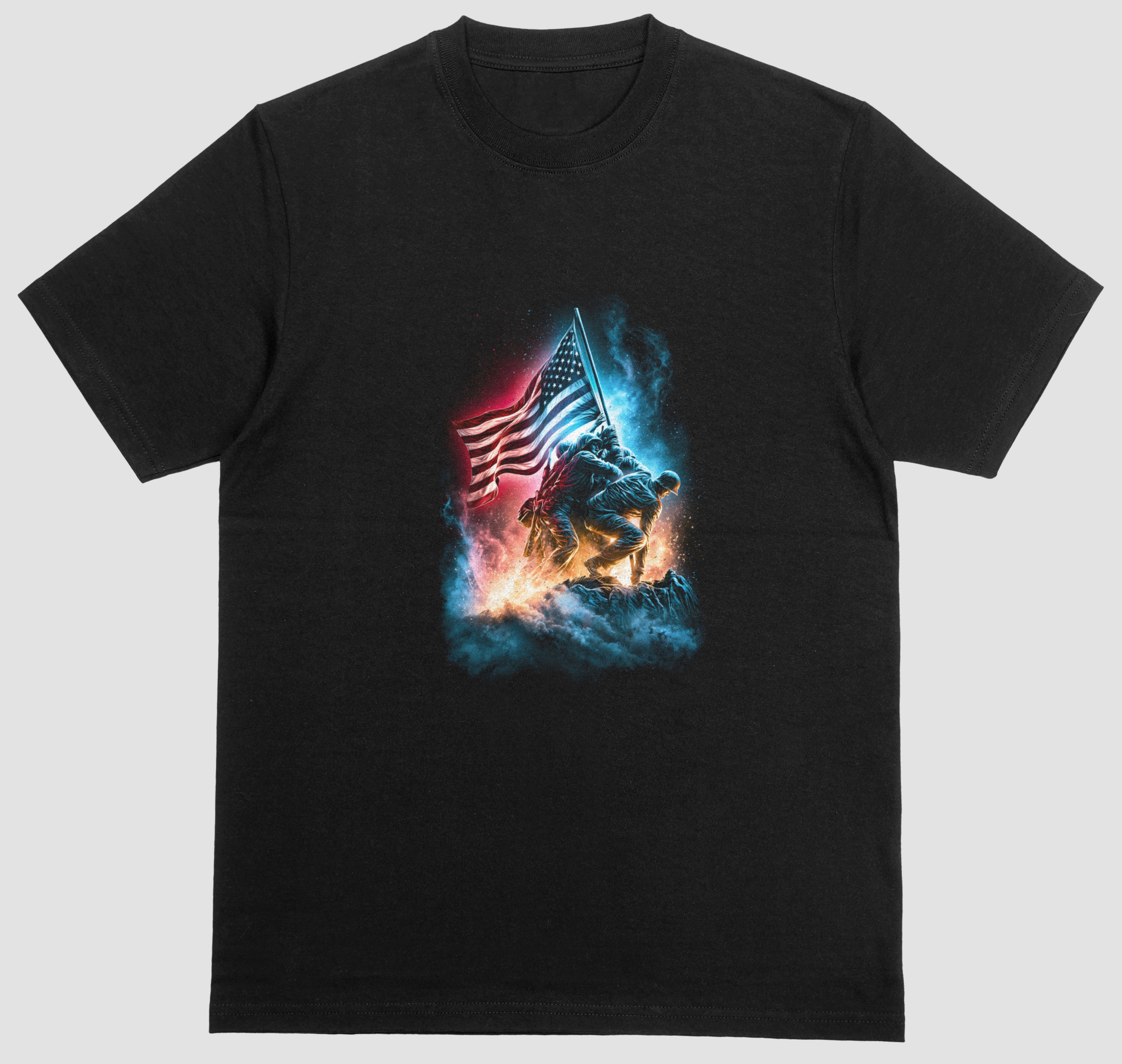 Soldier Lifting Flag Graphic Short Sleeve Tee